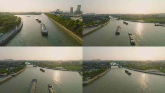 8K航拍京杭运河常州段高清在线视频素材下载