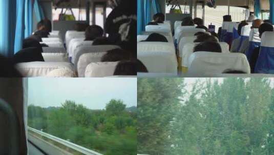 乘坐大巴车公交车出行旅行出游高清在线视频素材下载