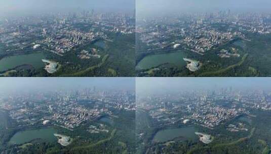 航拍南京玄武湖和南京植物园高清在线视频素材下载