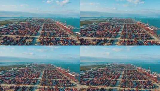 广州南沙港码头蓝天延时高清在线视频素材下载