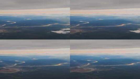 飞机窗外的武夷山脉生态河流高清在线视频素材下载