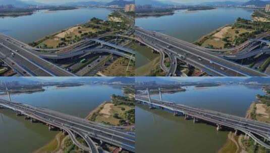 航拍福州洪塘大桥高清在线视频素材下载