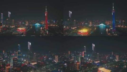 广州 夜景 广州城市 广州塔夜景 广州塔高清在线视频素材下载