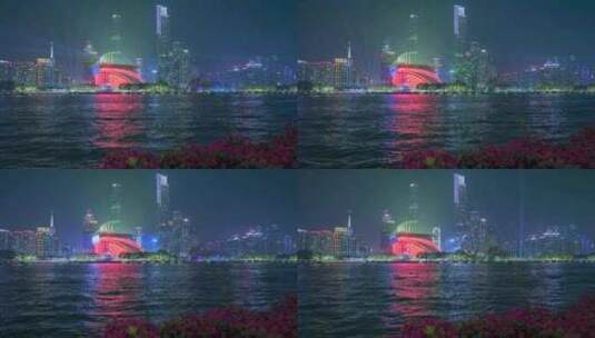 广州国际灯光节珠江新城CBD摩天大楼夜景高清在线视频素材下载