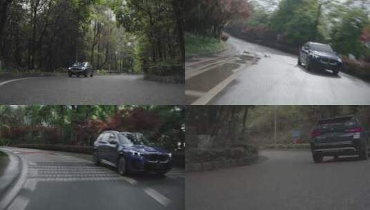 宝马汽车广告ix1林间公路行驶高清在线视频素材下载