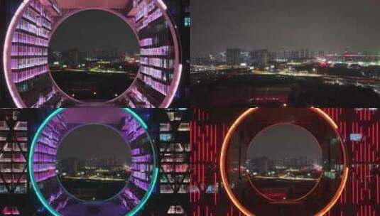 广州圆夜景航拍高清在线视频素材下载