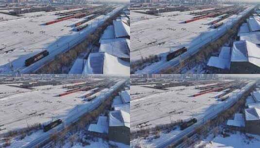 火车 雪国列车 哈尔滨南站 轨道 交通工具高清在线视频素材下载