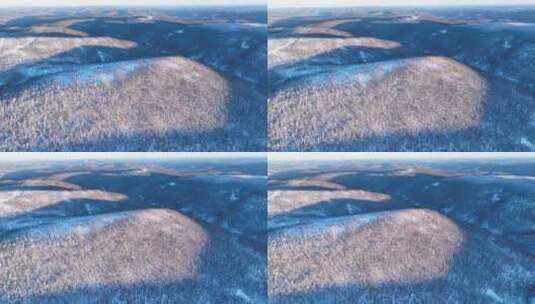 航拍黎明时的大兴安岭林海雪原高清在线视频素材下载
