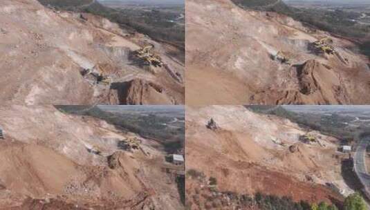 废弃矿山地质环境生态修复工程 矿山 挖掘机高清在线视频素材下载