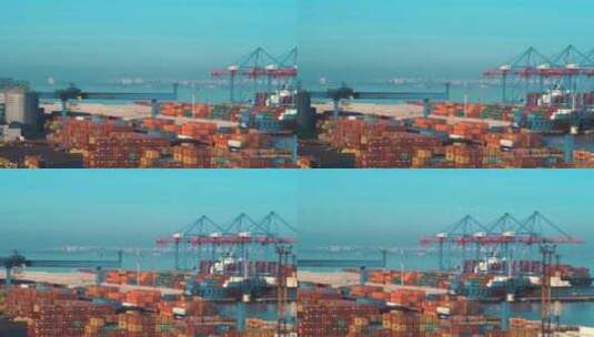 航拍大型集装箱货运游轮高清在线视频素材下载
