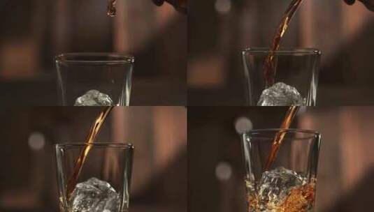 酒倒入杯中的升格特写镜头高清在线视频素材下载