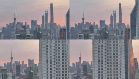 上海日出  城市风光航拍高清在线视频素材下载