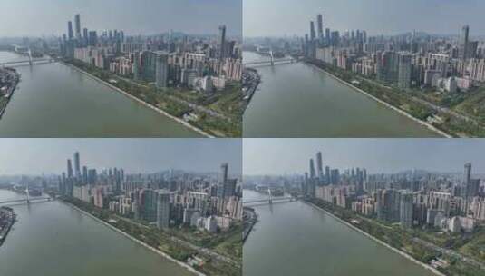 广州珠江及周边建筑风光航拍高清在线视频素材下载