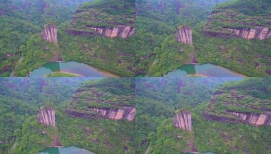 航拍武夷山玉女峰大王峰九曲溪绿水青山丹霞高清在线视频素材下载