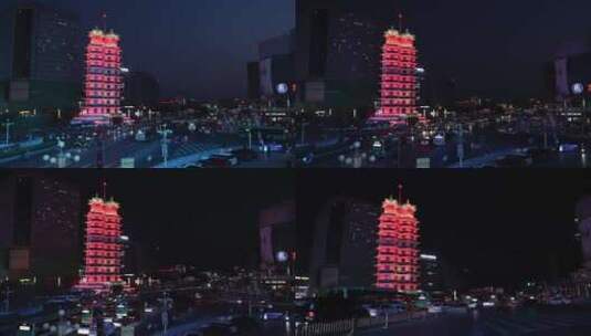 郑州二七塔夜景延时高清在线视频素材下载