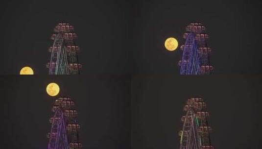 深圳湾区之光摩天轮月升延时高清在线视频素材下载