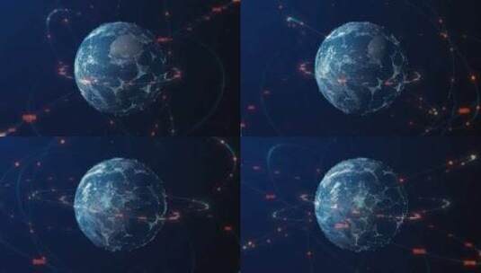 5G科技感数字线条粒子地球旋转高清在线视频素材下载
