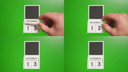 12.绿色背景上日期为12月13日的日历高清在线视频素材下载