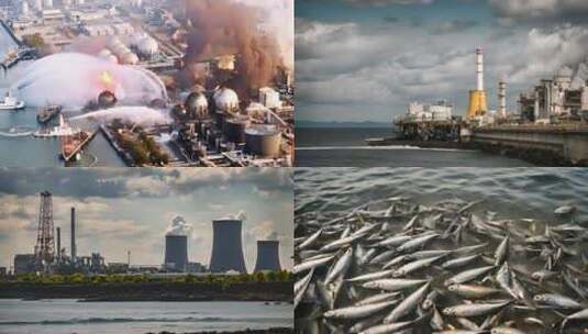 核废水 海洋污染 日本福岛核电站高清在线视频素材下载