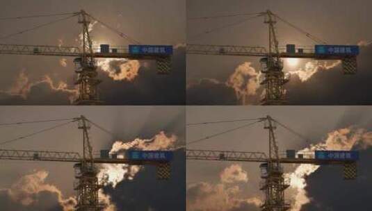 中国建筑-塔吊延时摄影高清在线视频素材下载