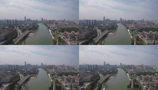 广东东莞城市风光东南江支流航拍高清在线视频素材下载