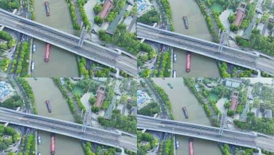 蓉湖大桥 无锡运河大桥 京杭大运河无锡段高清在线视频素材下载