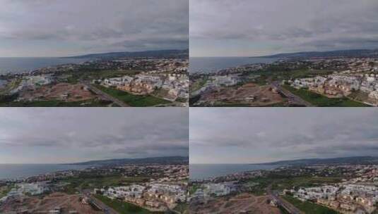 帕福斯塞浦路斯城市建筑的鸟瞰高清在线视频素材下载