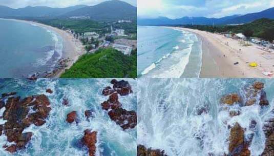 大海海浪沙滩风景航拍空镜高清在线视频素材下载
