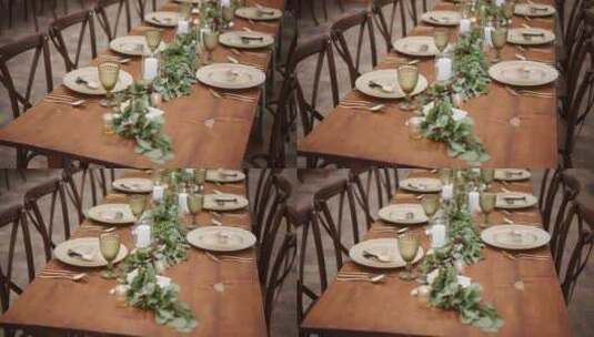 婚礼装饰、蜡烛、餐桌、椅子高清在线视频素材下载