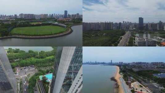 航拍海南省海口市城市风光视频高清在线视频素材下载