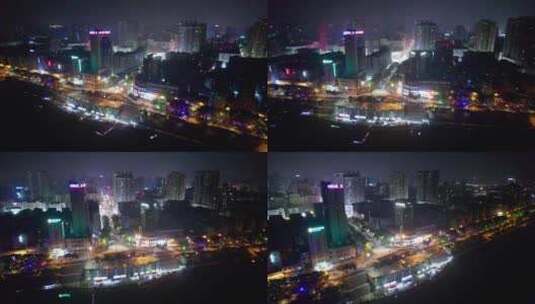 4k航拍衡阳市跨年夜夜焰火高清在线视频素材下载