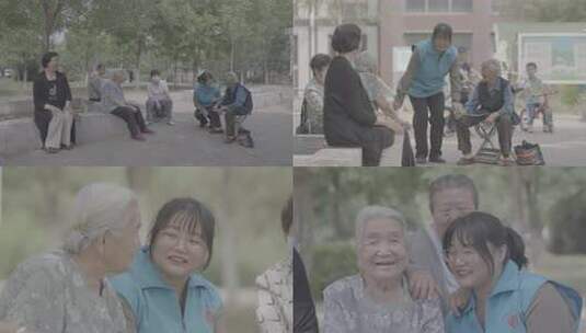 志愿者社区关爱老年群体高清在线视频素材下载