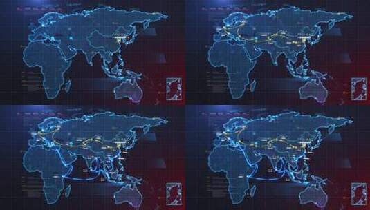 一带一路地图高清AE视频素材下载