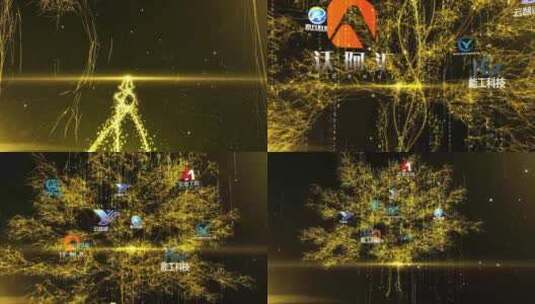 金色科技树企业合作展示AE模板高清AE视频素材下载