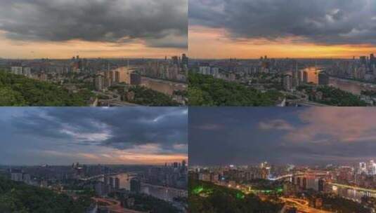 重庆南岸城区日转夜延时高清在线视频素材下载