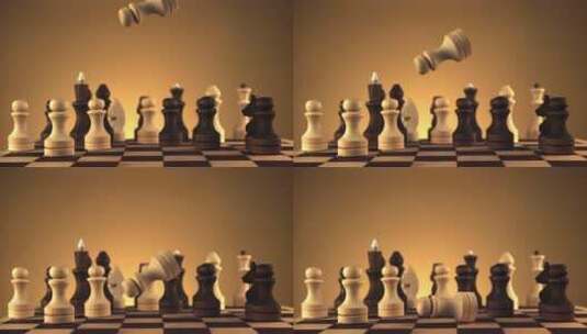 国际象棋的下落的慢镜头高清在线视频素材下载