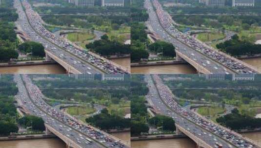 广州大桥交通堵塞延时高清在线视频素材下载