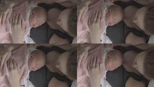 新生儿和母亲在睡觉高清在线视频素材下载