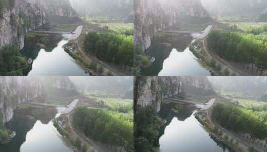 无人机航拍青山绿水乡村自然道路高清在线视频素材下载