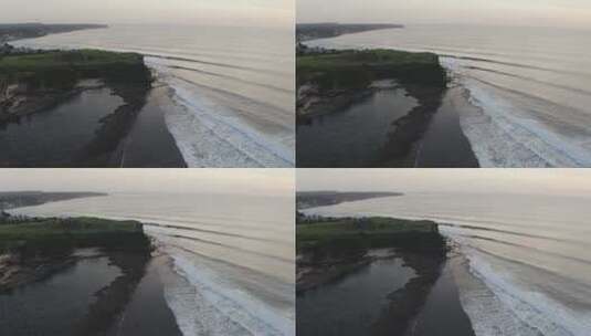 航拍海岸边的日落高清在线视频素材下载