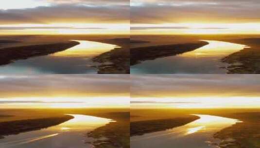 竖屏拍摄的河上日落景观 高清在线视频素材下载