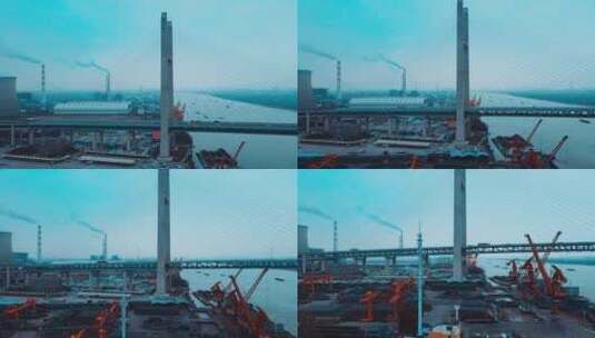 闵浦三桥航拍风光高清在线视频素材下载