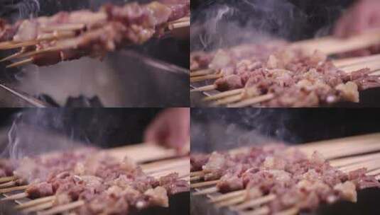烤架炭火烤炉羊肉串 (6)高清在线视频素材下载