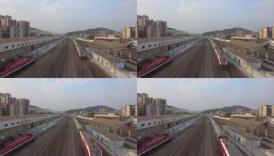 京广线铁路列车客车进站高清在线视频素材下载