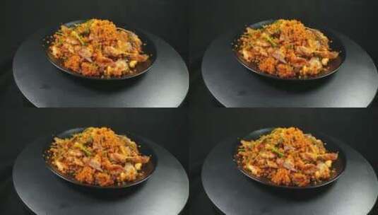 榨广椒炒腊肉美食高清在线视频素材下载