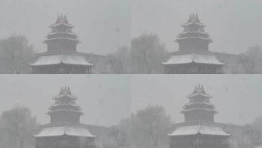 故宫角楼下大雪高清在线视频素材下载