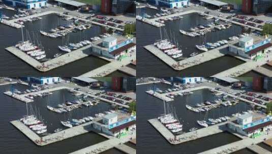 停泊在港口的帆船高清在线视频素材下载