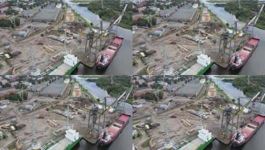 航拍工业港口高清在线视频素材下载