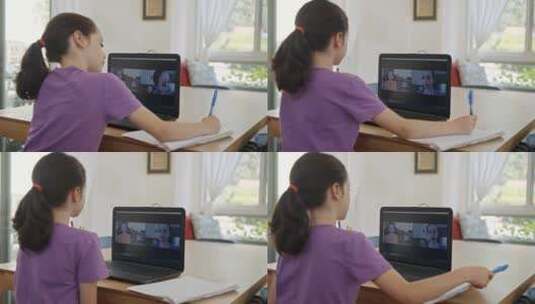 女孩把笔记给老师看高清在线视频素材下载