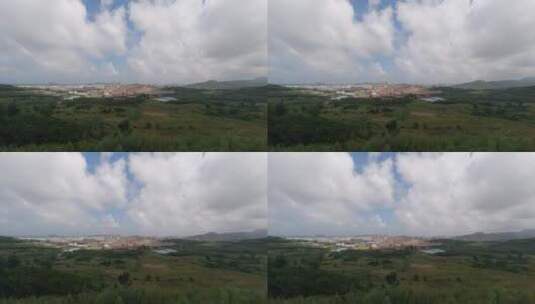 威海里口山俯瞰张村一品南山蓝天白云延时高清在线视频素材下载